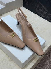 CELINE 26S SLINGBACK HEELS 65 MM IN NUDE BEIGE CALFSKIN