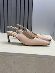 CELINE 26S SLINGBACK HEELS 65 MM IN NUDE BEIGE CALFSKIN