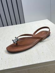 CELINE 26S THONG SANDALS IN BROWN CALFSKIN