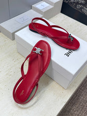 CELINE 26S THONG SANDALS IN RED CALFSKIN