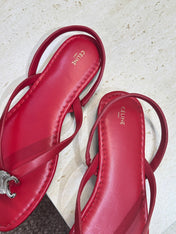 CELINE 26S THONG SANDALS IN RED CALFSKIN