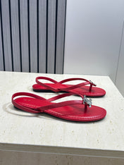 CELINE 26S THONG SANDALS IN RED CALFSKIN