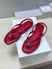 CELINE 26S THONG SANDALS IN RED CALFSKIN