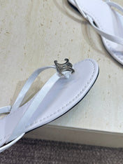 CELINE 26S THONG SANDALS IN WHITE CALFSKIN