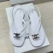 CELINE 26S THONG SANDALS IN WHITE CALFSKIN