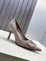 VALENTINO 26S HIGH HEELS 80 MM IN GREYISH BEIGE CALFSKIN