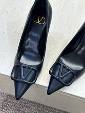 VALENTINO 26S HIGH HEELS 80 MM IN BLACK CALFSKIN