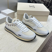 VALENTINO 26S ROCKRUNNER SNEAKERS IN WHITE CALFSKIN AND BEIGE FABRIC
