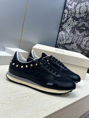 VALENTINO 26S ROCKRUNNER SNEAKERS IN BLACK CALFSKIN AND FABRIC