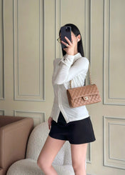 CHANEL 25S CLASSIC FLAP BAG 25 CM IN LIGHT BROWN LAMBSKIN WITH GOLD HARDWARE