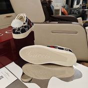 GUCCI 26S GG WEB SNEAKERS IN NAVY BLUE AND WHITE GG CANVAS