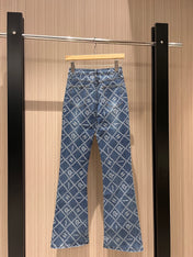 CC Diamond Double C Print Flared Jeans Blue Cotton