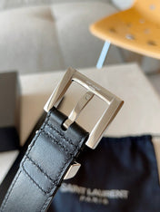 YSL 25S BELT 30 MM IN BLACK CALFSKIN 588784