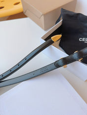 CELINE 25S SMALL 18MM WESTERN BELT IN BLACK CALFSKIN 566640