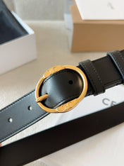 CELINE 25S SMALL 30MM WESTERN BELT IN BLACK CALFSKIN 566636