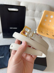 YSL 25S BELT 20 MM IN CREAM WHITE CALFSKIN 571017