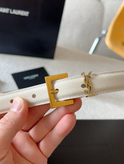 YSL 25S BELT 20 MM IN CREAM WHITE CALFSKIN 571017