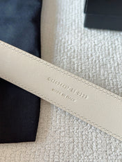 YSL 25S BELT 30 MM IN CREAM WHITE CALFSKIN 571019