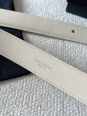 YSL 25S BELT 30 MM IN CREAM WHITE CALFSKIN 571019