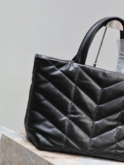 PUFFER LARGE TOTE BAG 57 IN BLACK NAPA LAMBSKIN