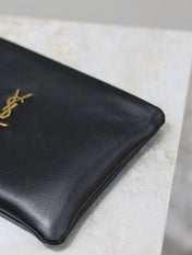 CALYPSO SMALL POUCH 23 IN BLACK SMOOTH LAMBSKIN