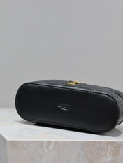 GABY MINI VANITY 18 IN BLACK QUILTED LAMBSKIN GOLD HARDWARE