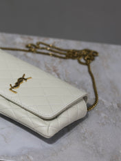 YSL 25S SAINT LAURENT GABY 19 IN BLANC VINTAGE QUILTED CALFSKIN GOLD HARDWRE