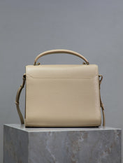 CASSANDRA TOP HANDLE BAG 24 IN BEIGE CALFSKIN GOLD HARDWARE
