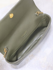 YSL 25S SAINT LAURENT GABY 19 IN DARK OLIVE QUILTED CALFSKIN GOLD HARDWARE