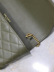 YSL 25S SAINT LAURENT GABY 19 IN DARK OLIVE QUILTED CALFSKIN GOLD HARDWARE