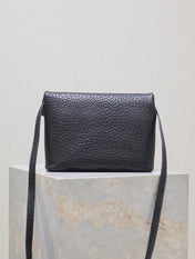 ENVELOPE CHAIN BAG 23 IN BLACK ELEPHANT TEXTURE LAMBSKIN SILVER LOGO