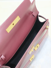 MANHATTAN MEDIUM 29 IN WINE RED SMOOTH CALFSKIN GOLD BUCKLE