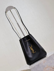 POCHON BUCKET BAG 20 IN BLACK LAMBSKIN GOLD HARDWARE