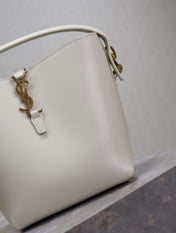 YSL 25S LE 37 BAG 20 IN DUSTY GRAY CALFSKIN GOLD HARDWARE