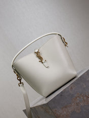 YSL 25S LE 37 BAG 20 IN DUSTY GRAY CALFSKIN GOLD HARDWRE