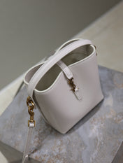 YSL 25S LE 37 MINI 15 IN DUSTY GRAY CALFSKIN GOLD HARDWARE
