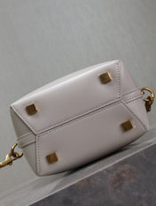 YSL 25S LE 37 MINI 15 IN DUSTY GRAY CALFSKIN GOLD HARDWARE