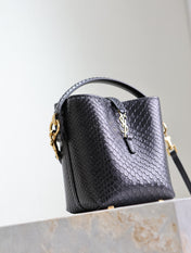 YSL 25S LE 37 BUCKET 15 IN BLACK SNAKE EMBOSSED CALFSKIN GOLD HARDWRE