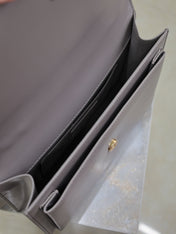 YSL 25S SUNSET MM 25 IN GRAYISH PURPLE CALFSKIN GOLD HARDWARE