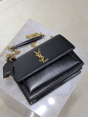 YSL 25S SUNSET BAG 22 IN BLACK CALFSKIN GOLD HARDWARE