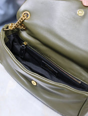 CALYPSO CHAIN BAG 26 IN ARMY GREEN SMOOTH LAMBSKIN