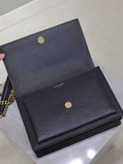 YSL 25S SUNSET MEDIUM 22 IN BLACK GRAINED CALFSKIN GOLD HARDWRE