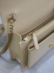 SUNSET SMALL BAG 19 IN BEIGE CALFSKIN GOLD HARDWARE
