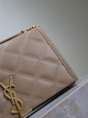 BECKY 22 IN MEDIUM BROWN QUILTED LAMBSKIN GOLD HARDWARE