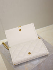 BECKY 22 IN WHITE QUILTED LAMBSKIN GOLD HARDWARE