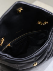 YSL 25S LOULOU PUFFER MINI 23 IN BLACK CALFSKIN GOLD HARDWARE