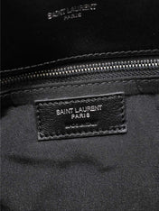 YSL 25S LOULOU PUFFER GM 35 IN BLACK CALFSKIN SILVER HARDWRE