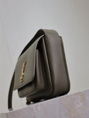 YSL 25S NIKI BABY 22 IN DARK OLIVE BROWN CALFSKIN GOLD HARDWARE