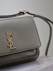 YSL 25S NIKI BABY 22 IN DARK OLIVE BROWN CALFSKIN GOLD HARDWARE