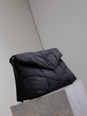 YSL 25S LOULOU PUFFER BAG 34 IN BLACK NYLON BLACK HARDWRE